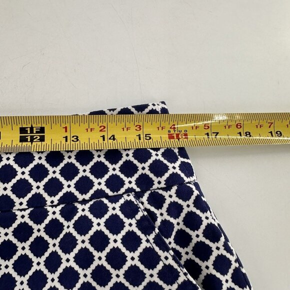 Chadwicks Of Boston 8 Geometric Print Navy White Cotton Blend Skirt Side Pockets - Picture 4 of 12